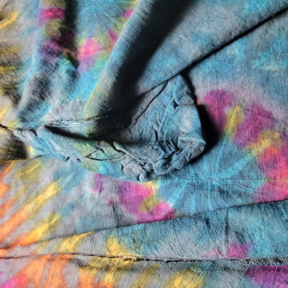 Womens XL Tie Dye Mandala Cardigan Multicolor Cotton Boho Festival Duster OSFA - Picture 2 of 5